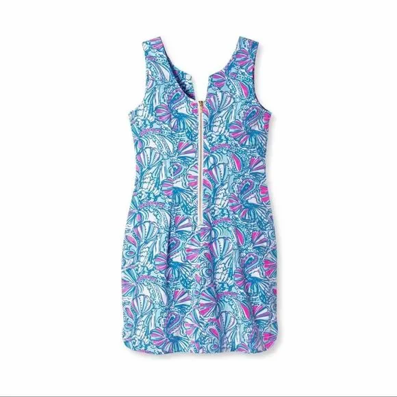 NWOT Lilly Pulitzer x Target 20th Anniversary My Fans Blue Pink Shift Dress Sz 6 - Picture 6 of 7